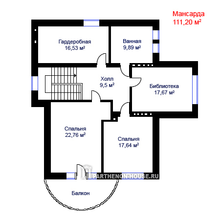 Мансарда проекта дома  КА 280-46